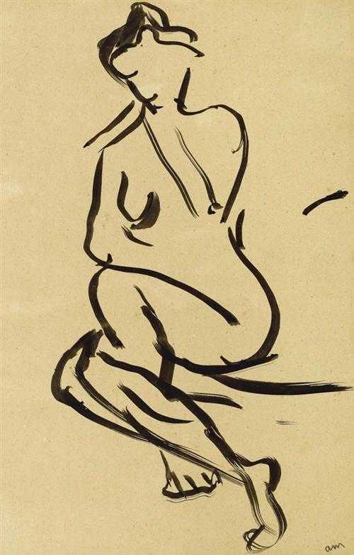 Appraisal: MARQUET ALBERT Bordeaux - Paris Seated nude India ink Monogram