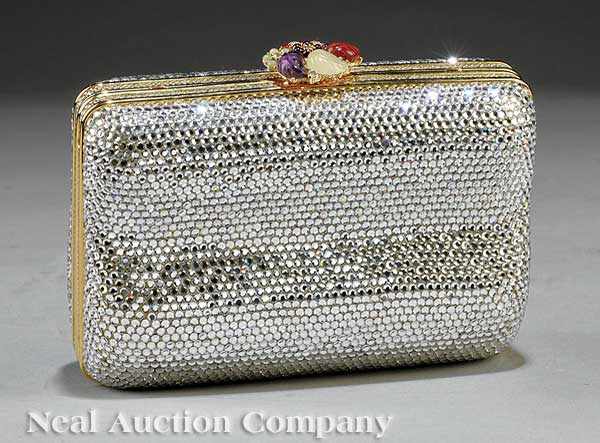 Appraisal: A Judith Leiber Boreale Crystal Minaudi re c floral semi-precious