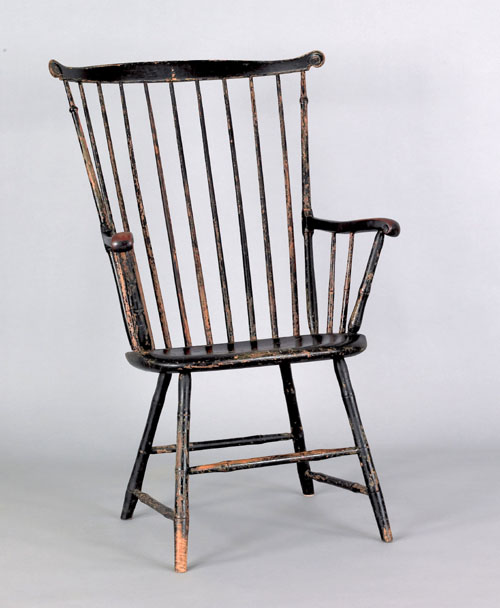 Appraisal: Pennsylvania fanback windsor armchair ca retaining an old black surface