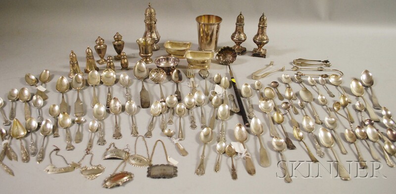 Appraisal: Large Group of Assorted Sterling Coin and Silver-plated Tableware and