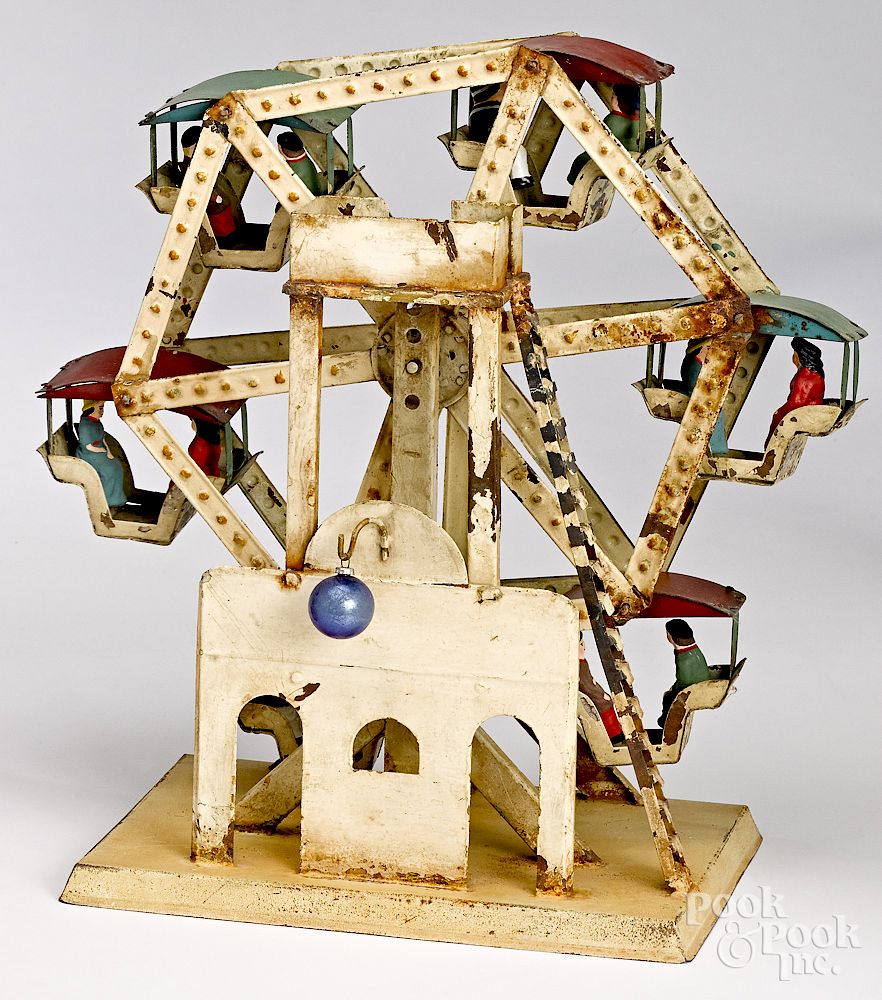 Appraisal: Painted tin Ferris wheel steam toy accessory Painted tin Ferris