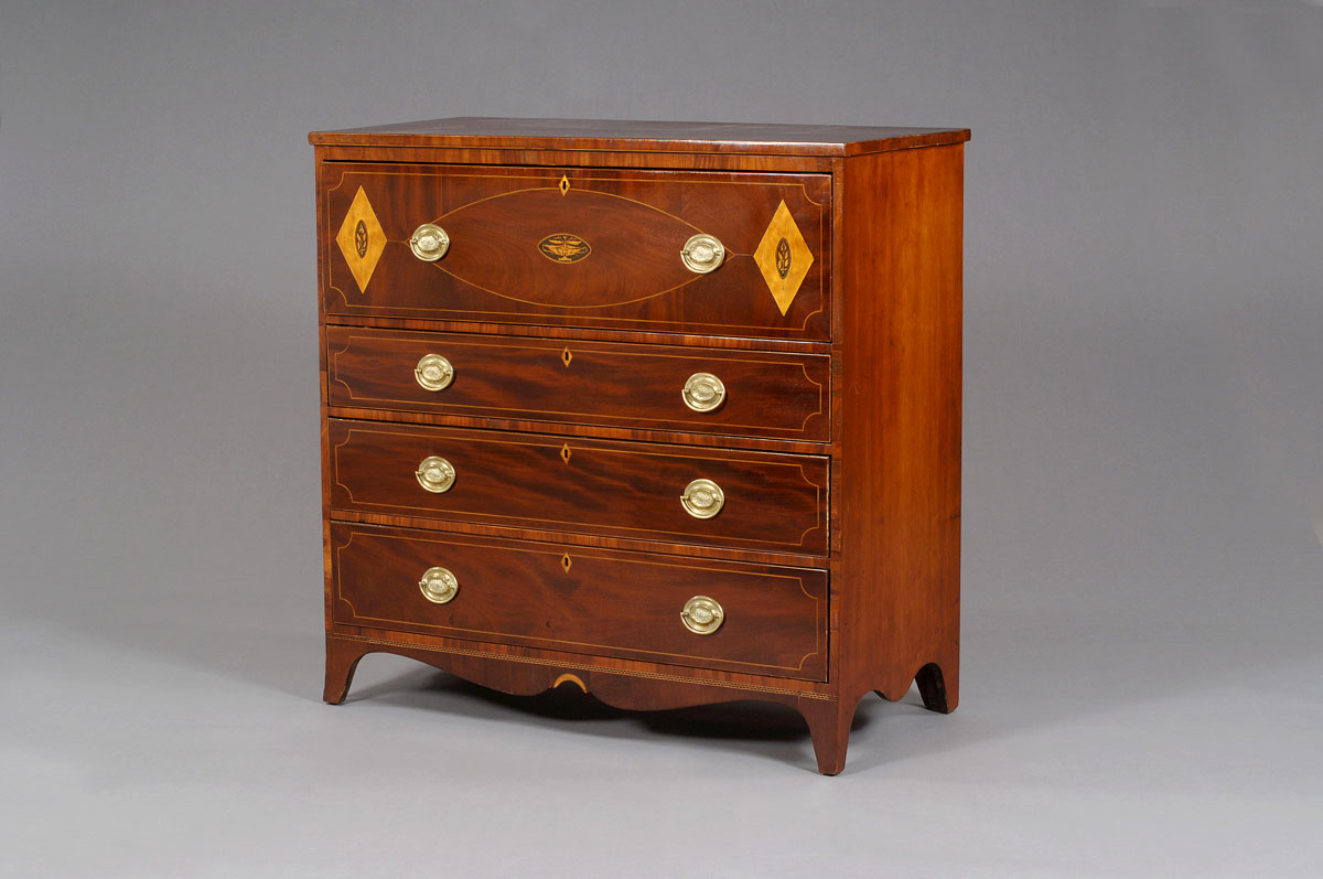 Appraisal: NEW YORK FEDERAL INLAID MAHOGANY CHEST OF DRAWERS SCHOOL OF