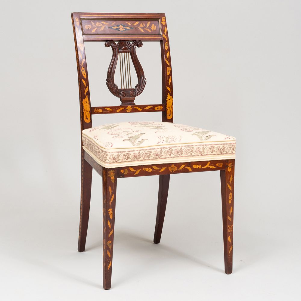 Appraisal: Dutch Mahogany and Fruitwood Marquetry Side Chair x x in