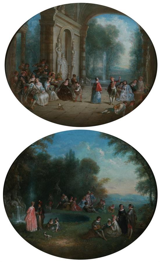 Appraisal: FRENCH SCHOOL th century FETE CHAMPETRE AND FETE GALANTE TWO