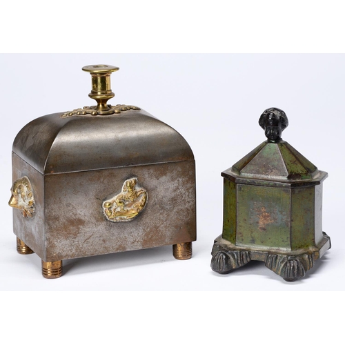 Appraisal: A Victorian brass mounted cast iron tobacco jar and cover