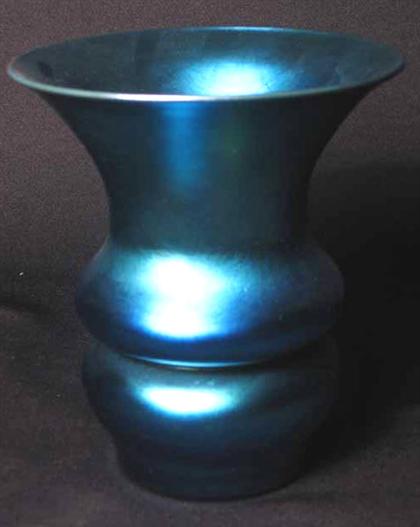 Appraisal: Steuben blue aurene glass vase H in PROVENANCE The Property