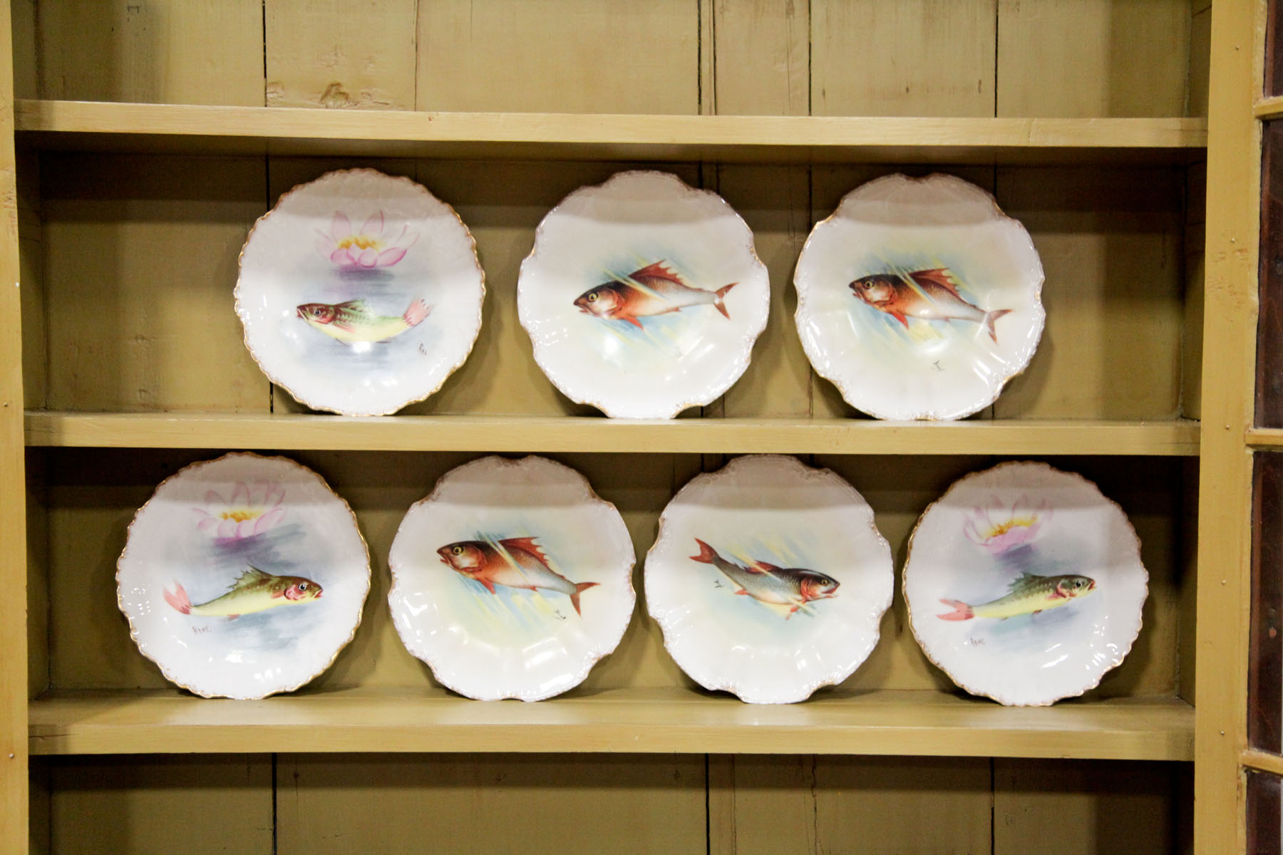 Appraisal: SEVEN LIMOGES FISH PLATES France early th century Four transfer