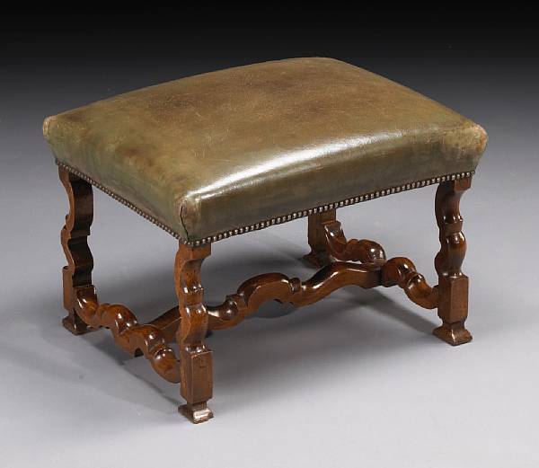 Appraisal: A Louis XIV walnut stool late th century The rectangular