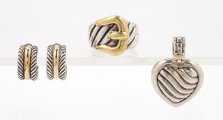 Appraisal: A Collection of Sterling Silver and Yellow Gold Jewelry David