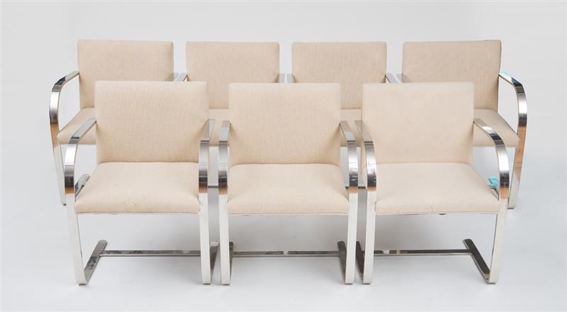 Appraisal: SIX BRNO CHAIRS MIES VAN DER ROHE 's Polished stainless