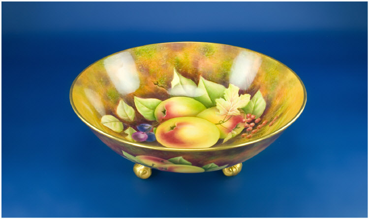 Appraisal: Coalport Handpainted Fruit Bowl Standing on feet Apple grape cherry