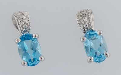 Appraisal: A Pair of Topaz and Diamond Earrings k white gold