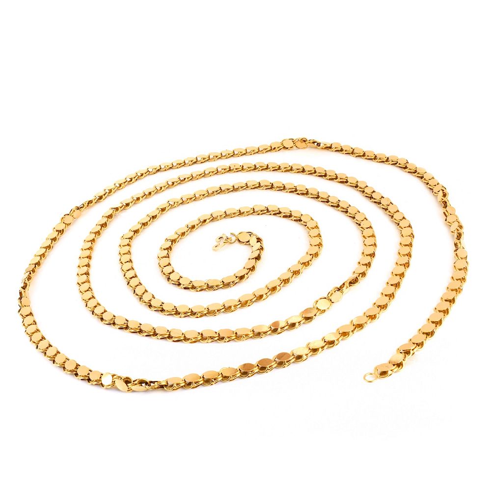 Appraisal: Retro K Necklace Retro Long Karat Yellow Gold Link Necklace