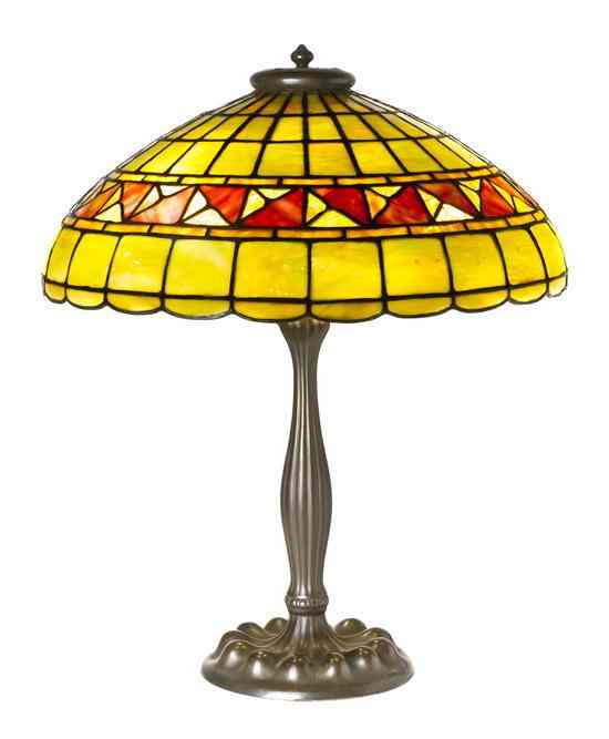 Appraisal: A Duffner and Kimberly Leaded Glass Table Lamp having a