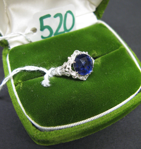 Appraisal: IOLITE DIAMOND AND FOURTEEN KARAT WHITE GOLD RING centering a