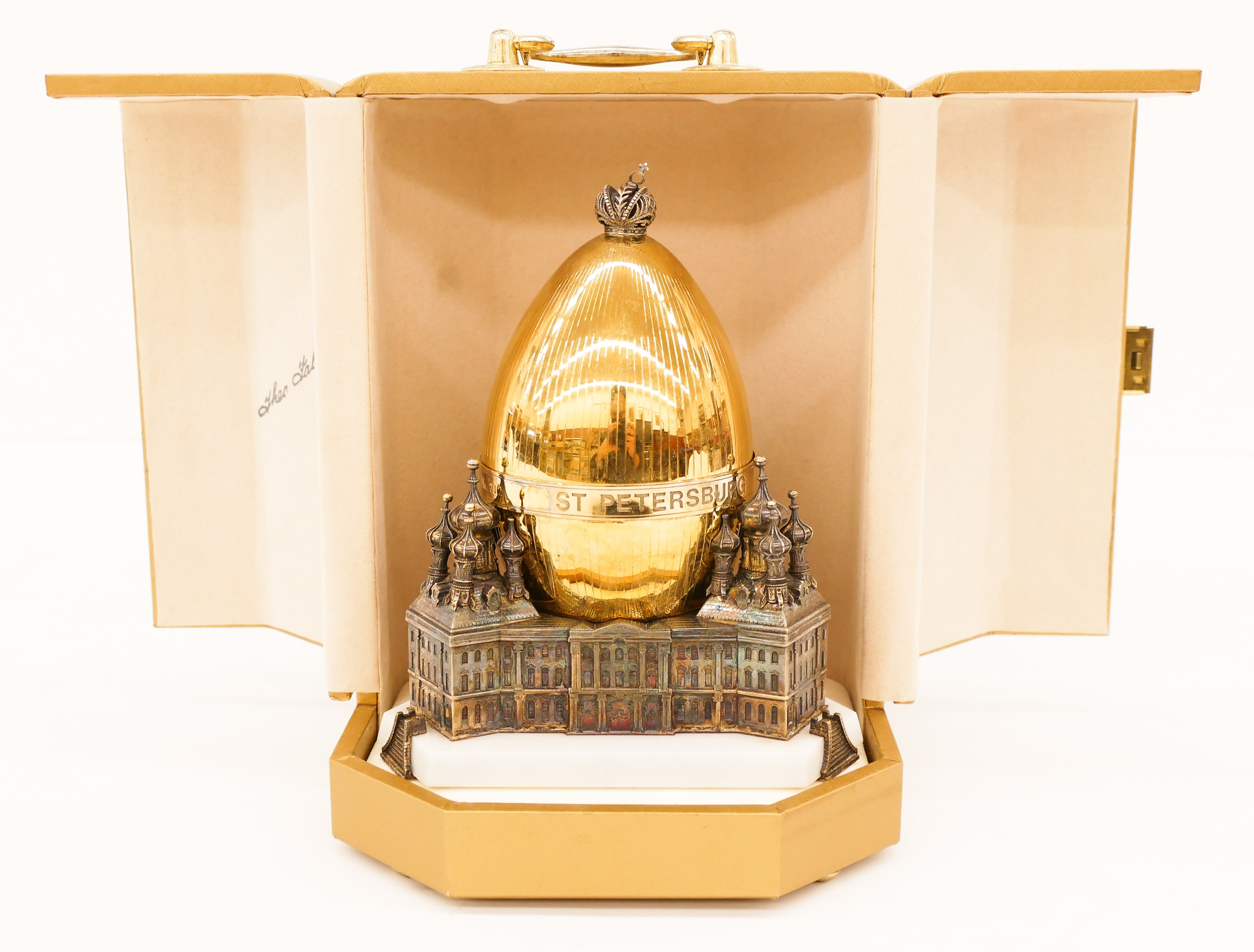 Appraisal: Theo Faberge ''St Petersburg'' Sterling Egg in Case ''x ''