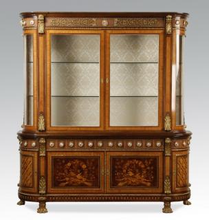 Appraisal: Italian marquetry inlaid vitrine Late th century Italian marquetry inlaid