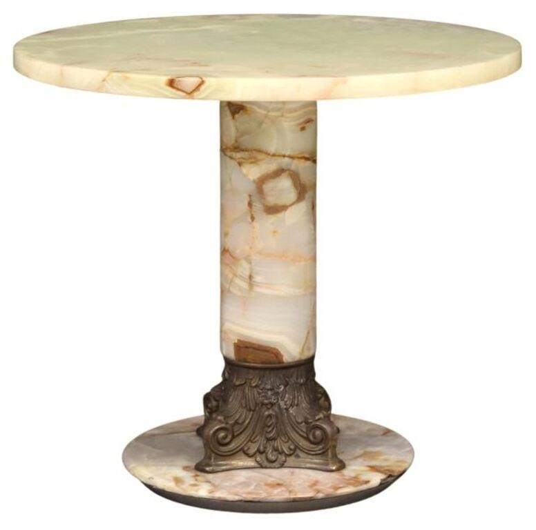 Appraisal: Italian onyx occasional table th c circular top on round