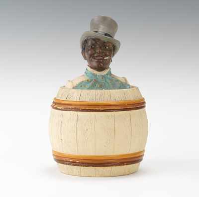 Appraisal: Johann Maresch Composite Tobacco Jar Black Americana Figural of Man