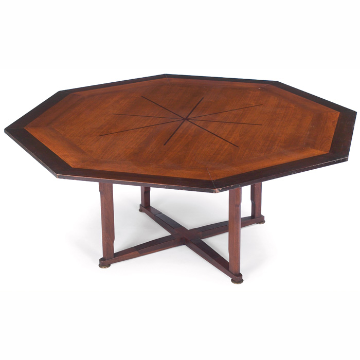 Appraisal: Edward Wormley dining table by Dunbar mahogany octagonal top with