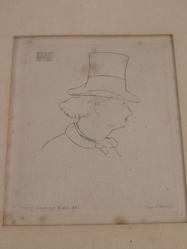 Appraisal: MANET ETCHING PORTRAIT BAUDELAIRE Old French etching of a man