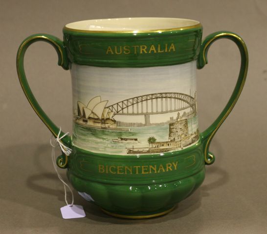 Appraisal: A Royal Crown Derby loving cup commemorative of Australia's Bicentenary