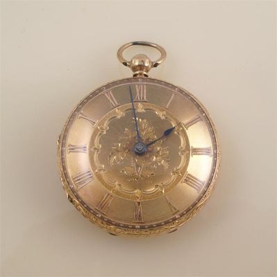 Appraisal: An ct gold open-faced fob watch Chester marks for Cased