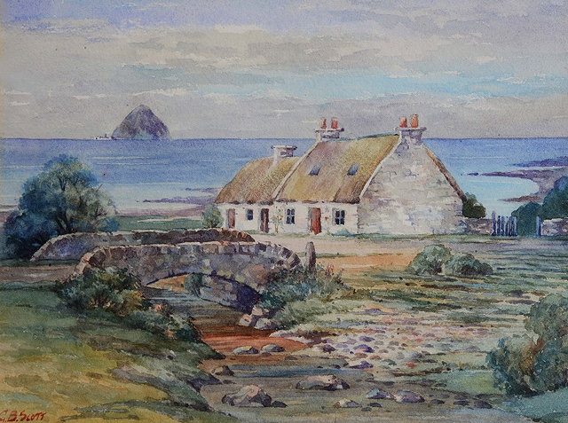 Appraisal: G B SCOTTA cottage Arran with Ailsa Craig in the