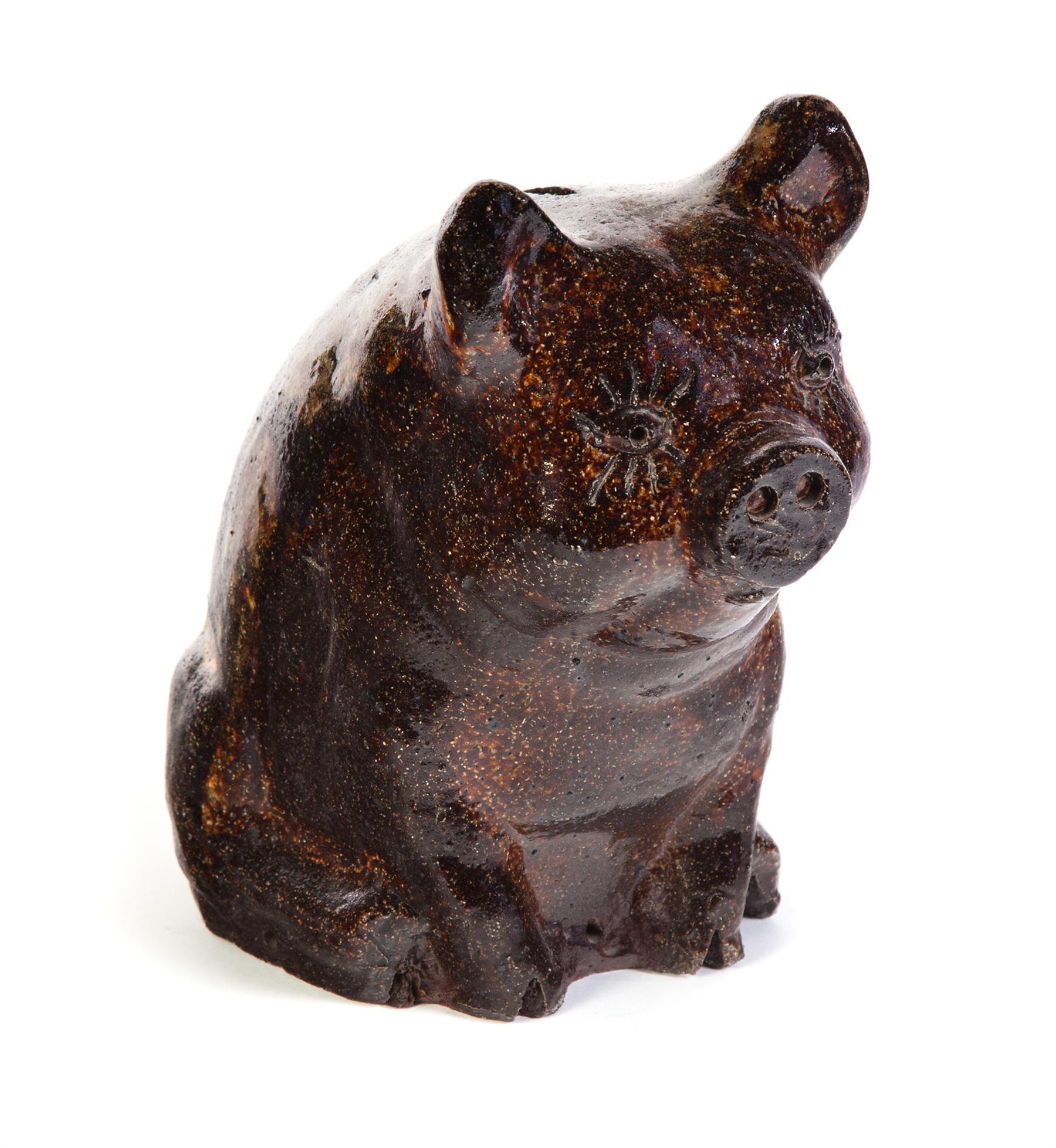 Appraisal: AMERICAN SEWERTILE PIGGY BANK Mid th century Seated pig with