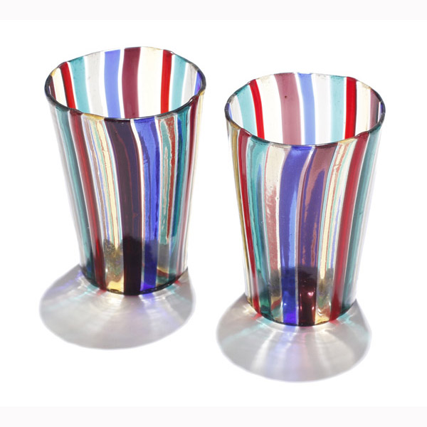 Appraisal: Two Venini Murano a canne art glass tumblers drinking glasses