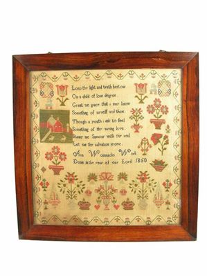 Appraisal: A Victorian needlework sampler by Ann Wommacks worked a verse