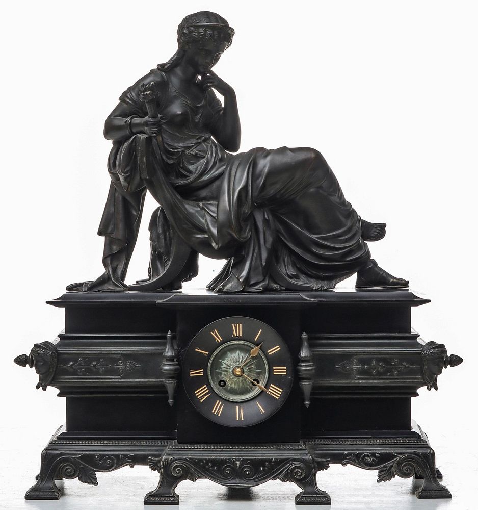 Appraisal: A TH C FRENCH STATUE CLOCK MARTI BL'OT DROUARD The