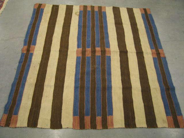 Appraisal: Navajo Indian Blanket blue brown ivory with red stripes square