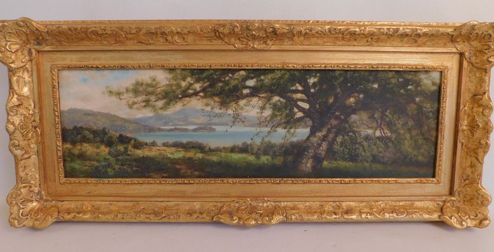 Appraisal: RM DECKER PAINTING NY LANDSCAPE Panoramic oil painting on canvas