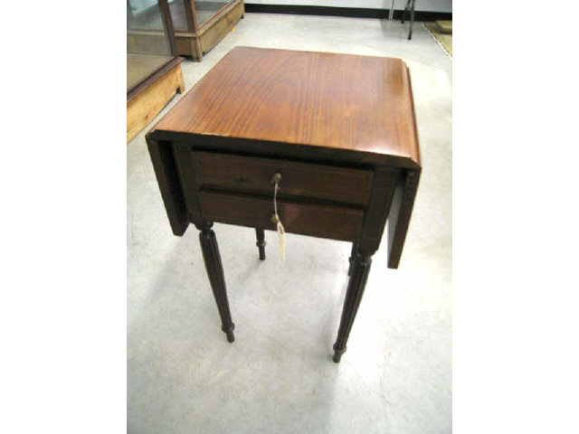 Appraisal: Mahogany Pembroke Sewing Table drop sides double drawer fine inlay