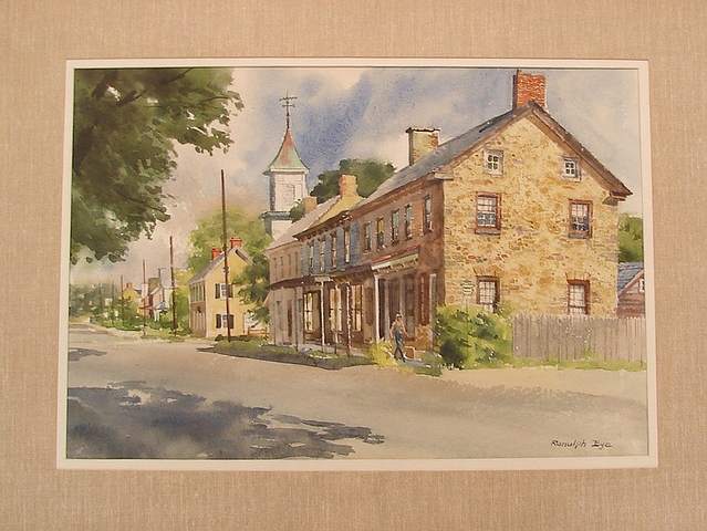 Appraisal: Main Street Springtown Pennsylvania September watercolor x sight SLR Artist