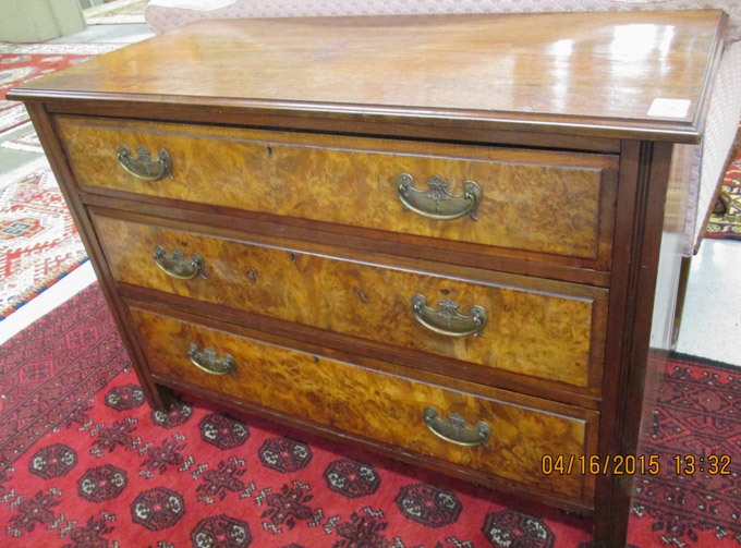 Appraisal: LATE VICTORIAN MAHOGANY AND BURL WALNUT CHEST OF DRAWER English