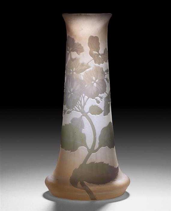 Appraisal: EMILE GALLE VASE Verre blanc et rose doubl bleu et