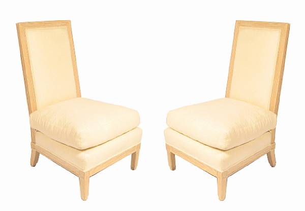 Appraisal: A pair of Louis XVI style pickled oak and upholstered