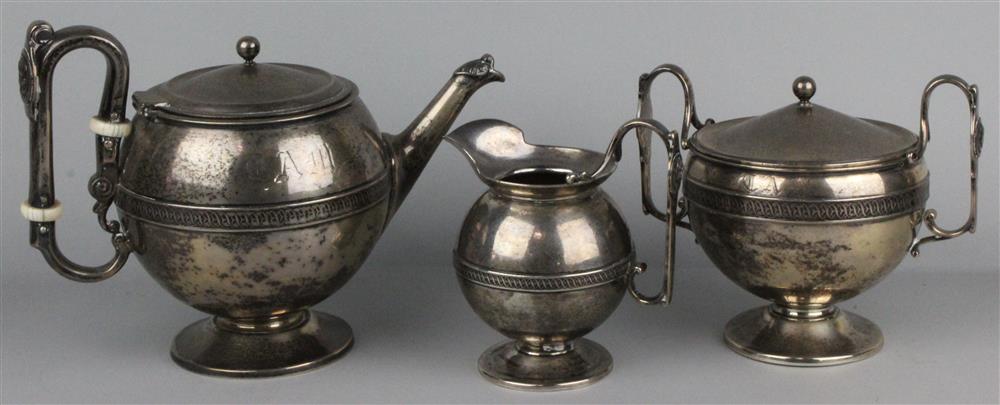 Appraisal: BAILEY COMPANY SILVER TEA SET late th C marked with