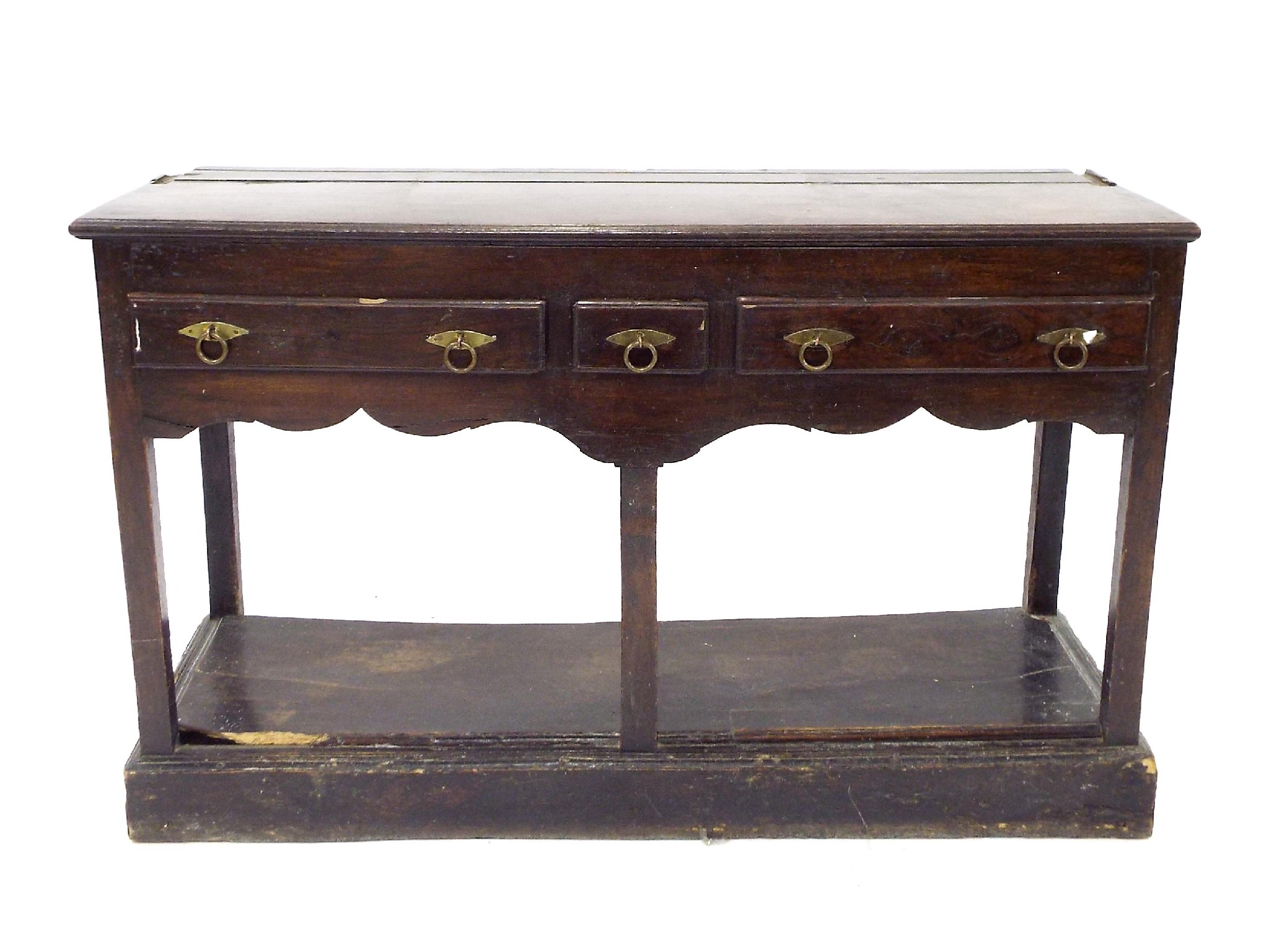 Appraisal: Good antique oak dresser base fitted with three small drawers