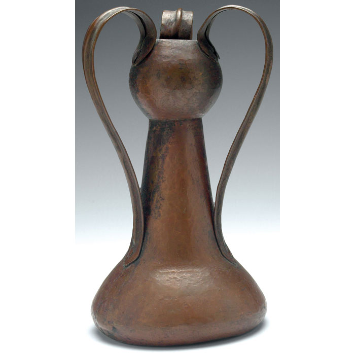 Appraisal: Stickley Brothers vase three-handled form in hammered copper good original