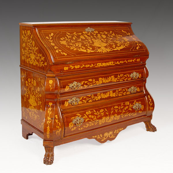 Appraisal: DUTCH MARQUETRY FALL FRONT DESK Later th C desk with