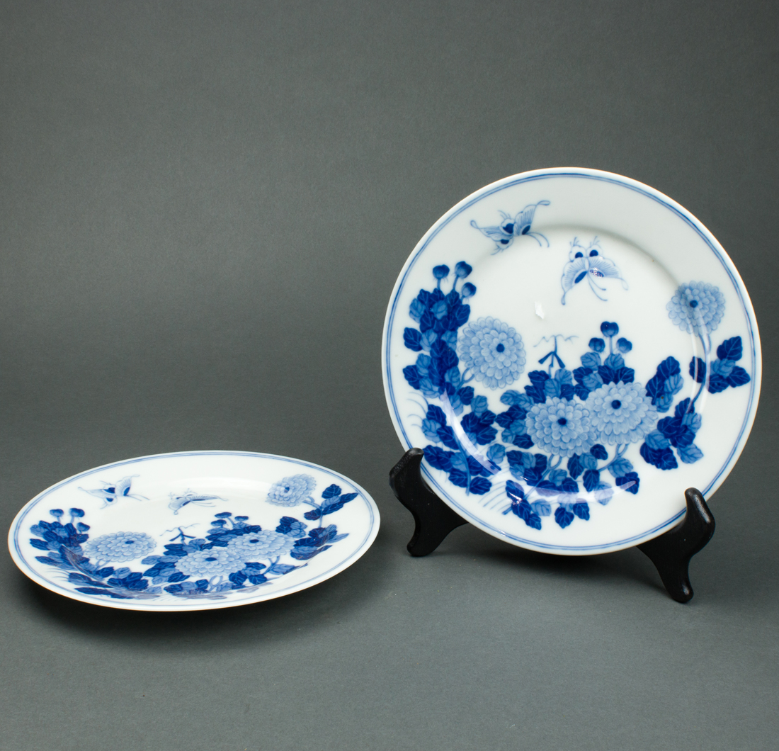 Appraisal: PAIR OF CHINESE BLUE AND WHITE DISHES Pair of Chinese