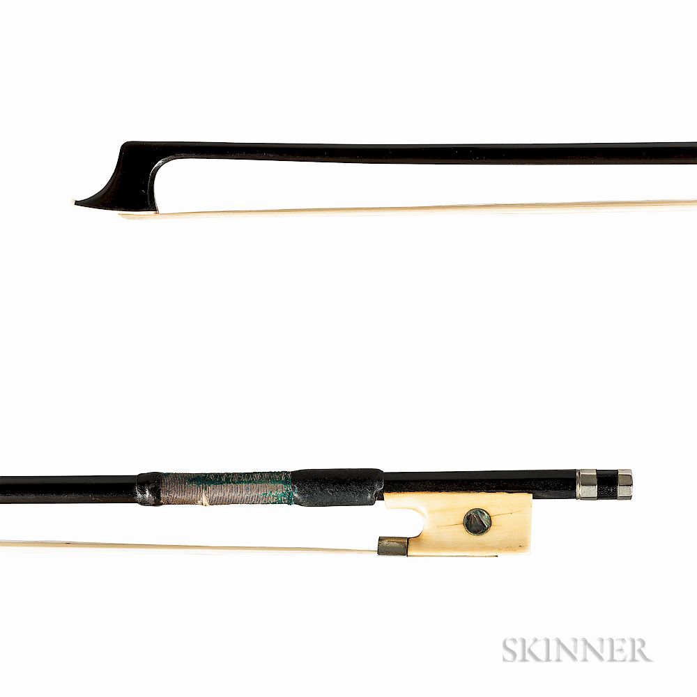 Appraisal: Nickel-mounted Violin Bow Nickel-mounted Violin Bow the round stick unstamped