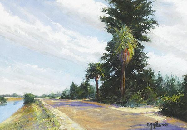 Appraisal: ANNA A HILLSPastel on paper tropical landscapeMatted and mounted in