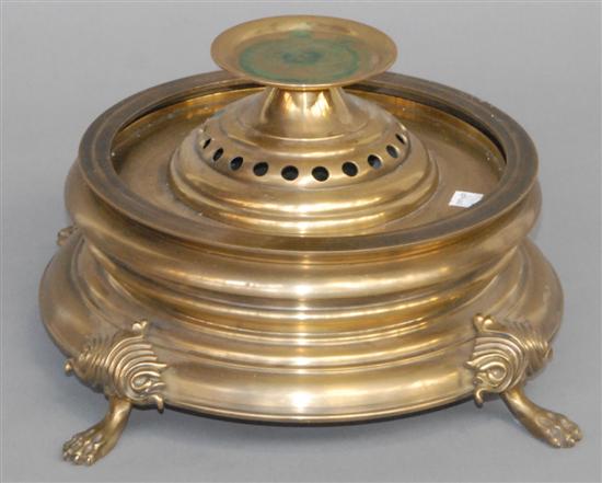 Appraisal: HEAVY BRASS CANDLE HOLDER On paw feet D