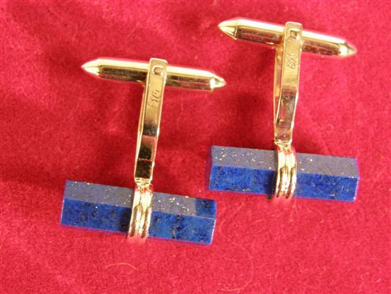 Appraisal: Pair of carat gold lapis lazuli cufflinks