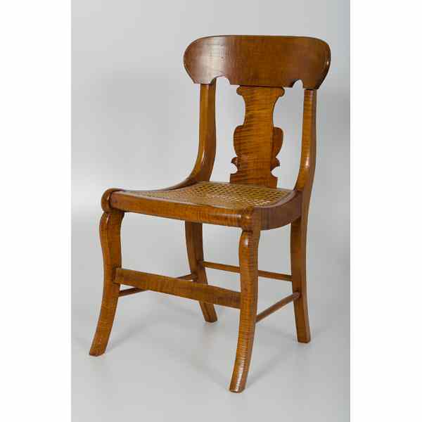 Appraisal: Curly Maple Classical Side Chairs American four late classical side