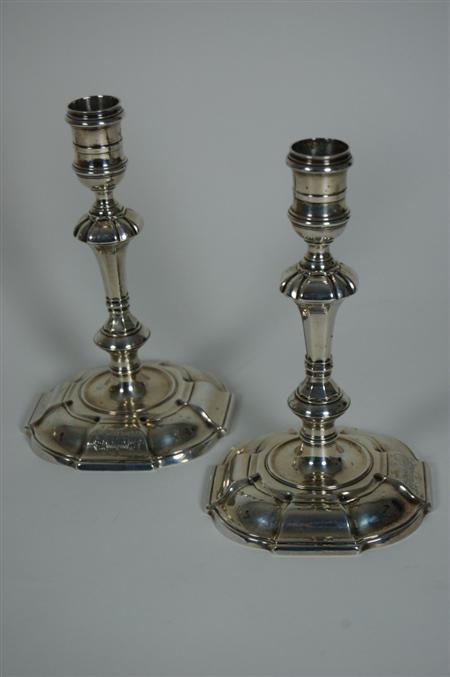 Appraisal: A pair of George II taper sticks William Gould London